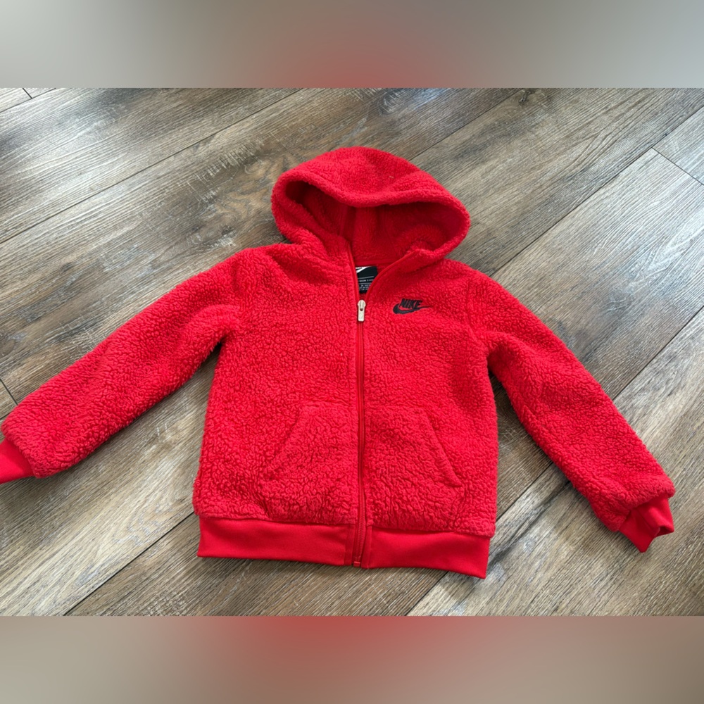 Nike Kids' Red Sherpa Full-Zip Hoodie 4T